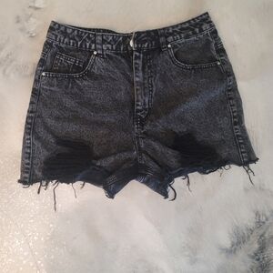 Refuge Black Distressed Jean Shorts